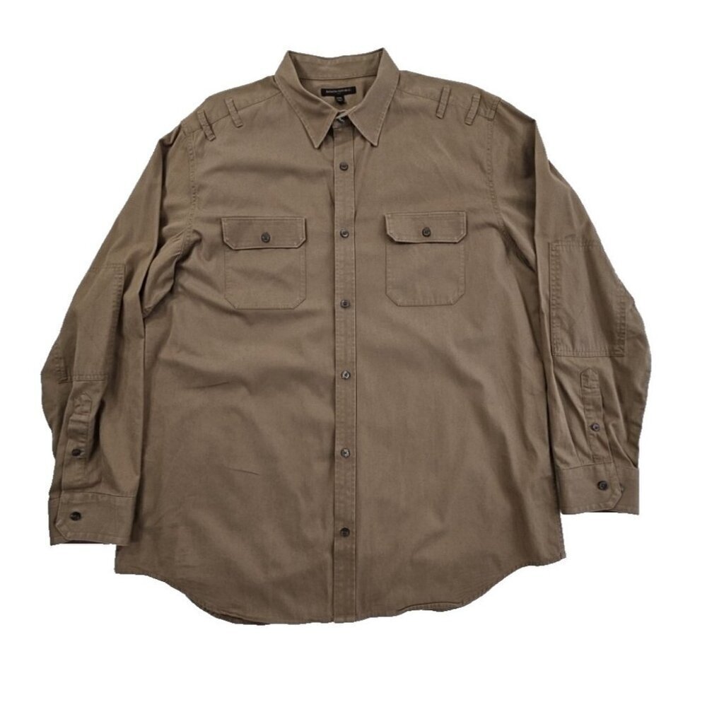 Banana Republic‎ Heavy Twill Shirt Men's XXL Button Up Brown 2 Pockets EUC LN